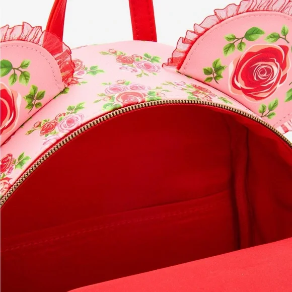 Disney Loungefly Disney Minnie Mouse Pink & Red Roses with Mini Flap Wallet - Picture 4 of 10